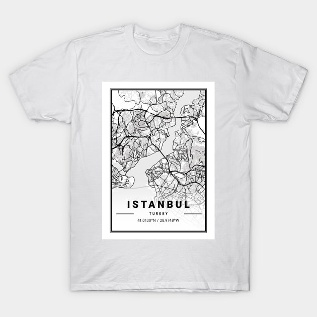 Istanbul Light City Map T-Shirt by tienstencil